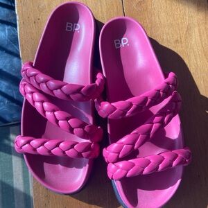 BP.Keaton Braided Bright Pink Sandals Faux Leather Size 7